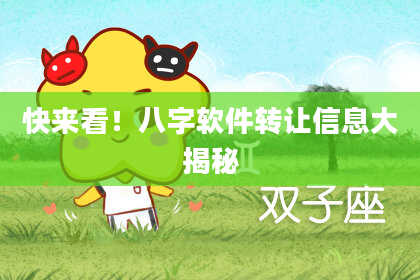 快来看！八字软件转让信息大揭秘