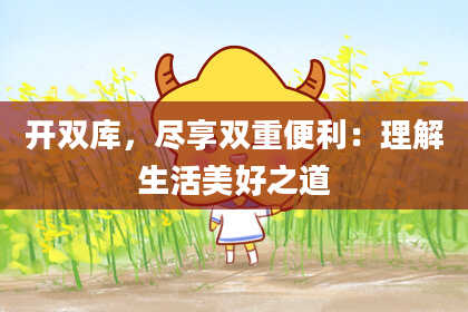 开双库，尽享双重便利：理解生活美好之道