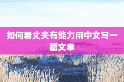 如何看丈夫有能力用中文写一篇文章